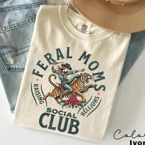 Feral Moms Social Club Shirt, S Graphic Tee, Feral Mom Gift